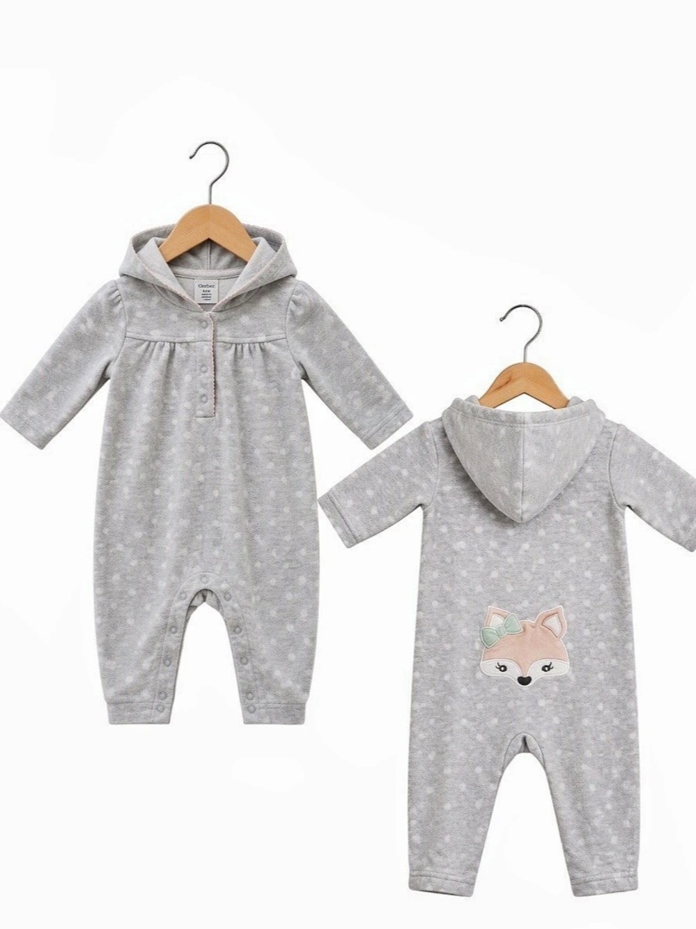 10/$15 George Baby Gray Hooded Fleece Footies Size 6-12M